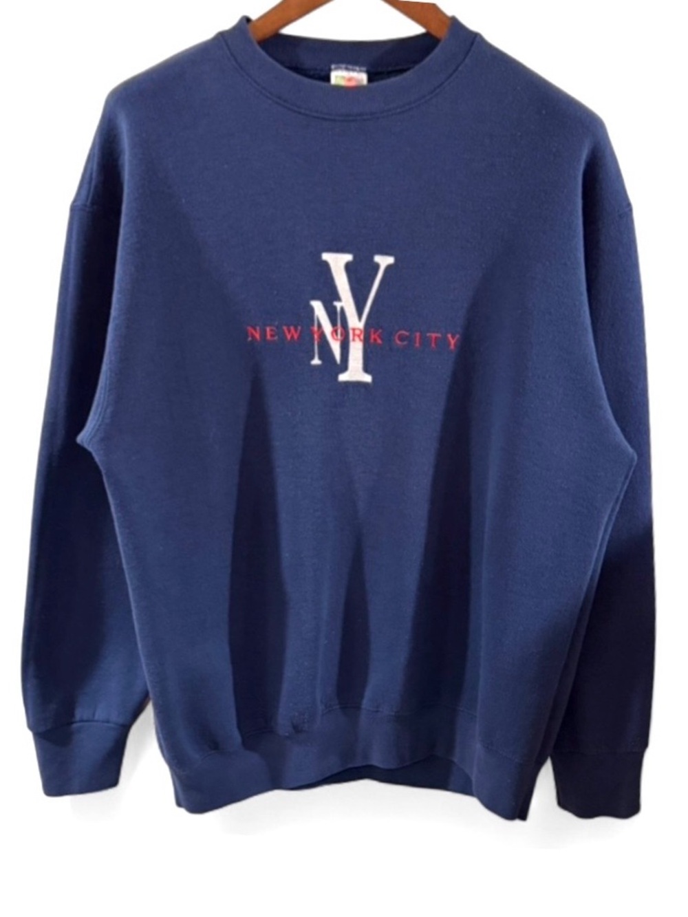 Vintage Navy Blue Embroidered New York City Crewneck Sweatshirt Size Men’s XL